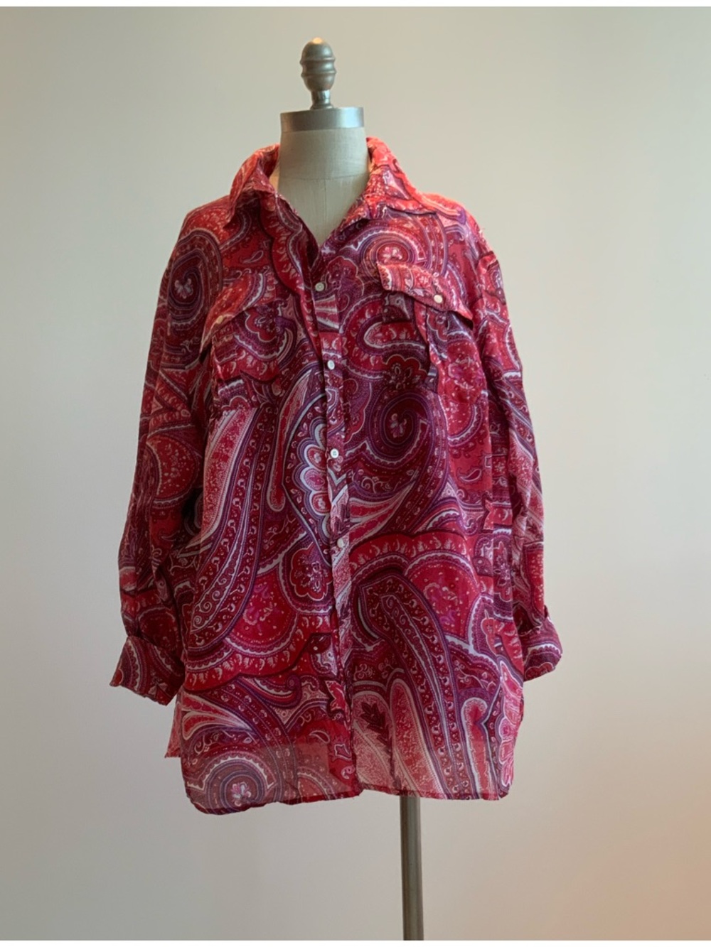 Fun Lauren Ralph Lauren Cotton/Silk Paisley Red Top Sz 3X